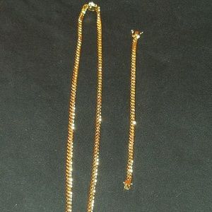 14k Cuban link chain with bracelet
